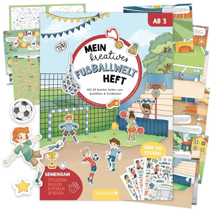 Mein kreatives Fußballwelt Heft - Malen, Rätseln, Stickern