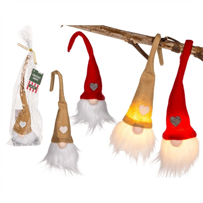 Stoff-Weihnachtswichtel mit LED (inkl. Batterie)
