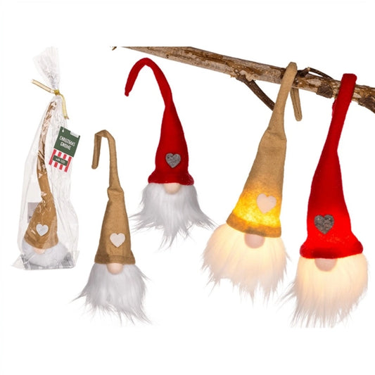 Stoff-Weihnachtswichtel mit LED (inkl. Batterie)