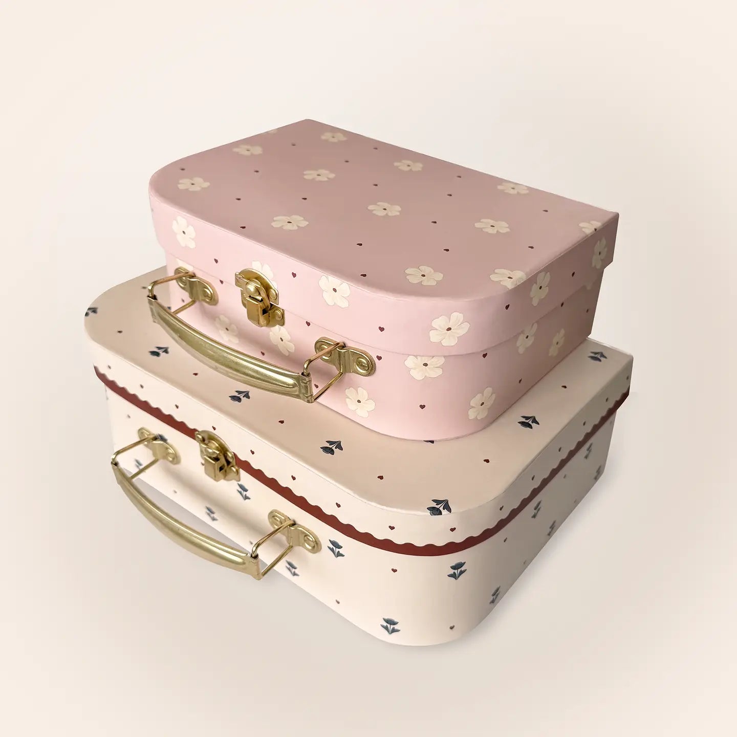 Koffer-Set mit Blumen 2teilig - bordeaux