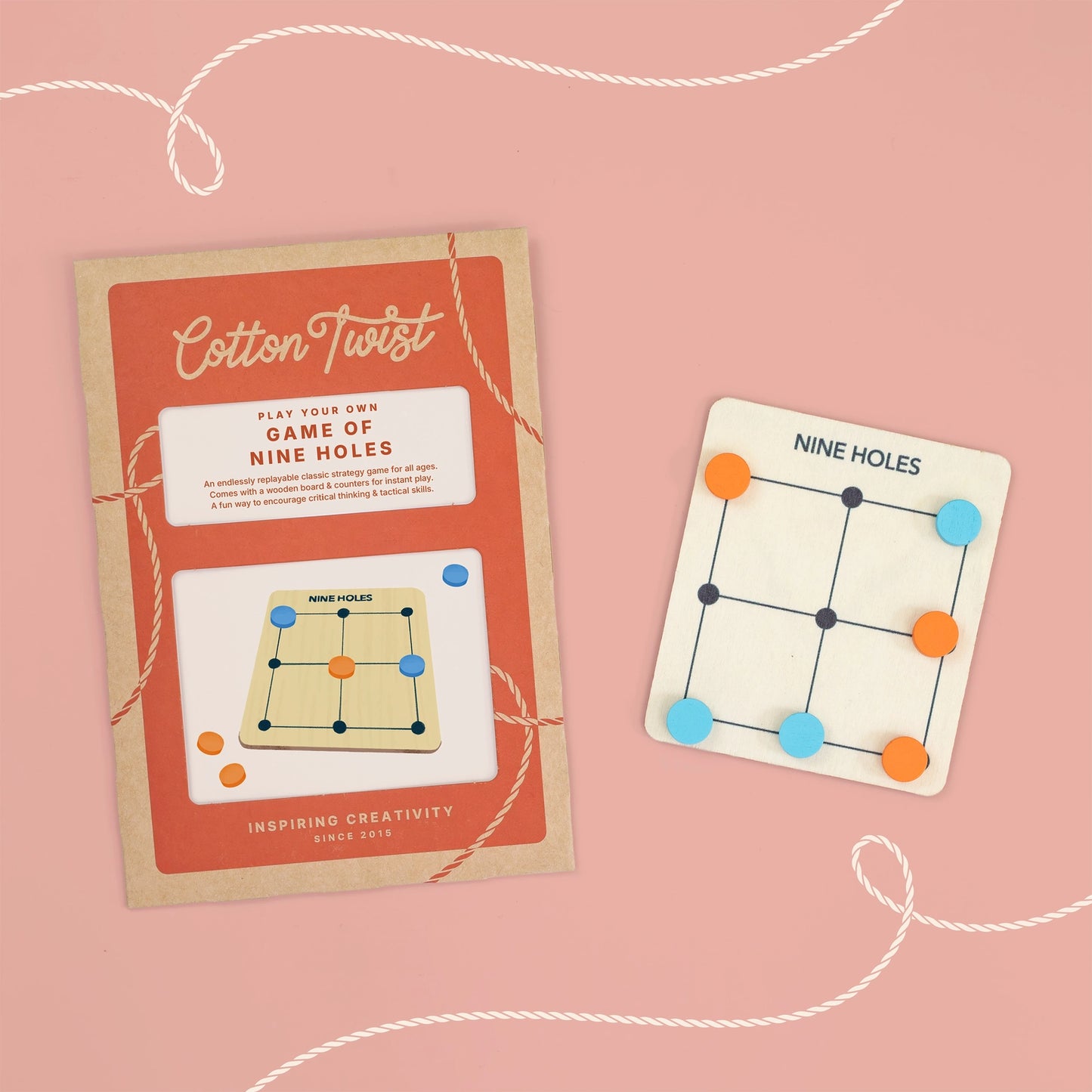 Spiel der Neun Löcher - Holzbrettspiel (in der Tüte)