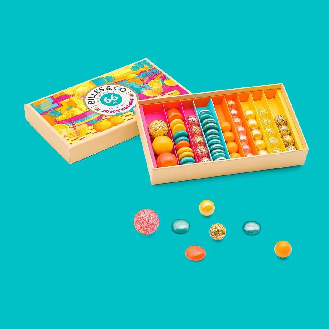 Große Schachtel mit Juicy Colors-Murmeln