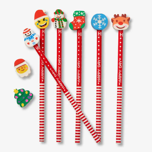 Buntstift mit Weihnachtsmotiv und Radiergummi