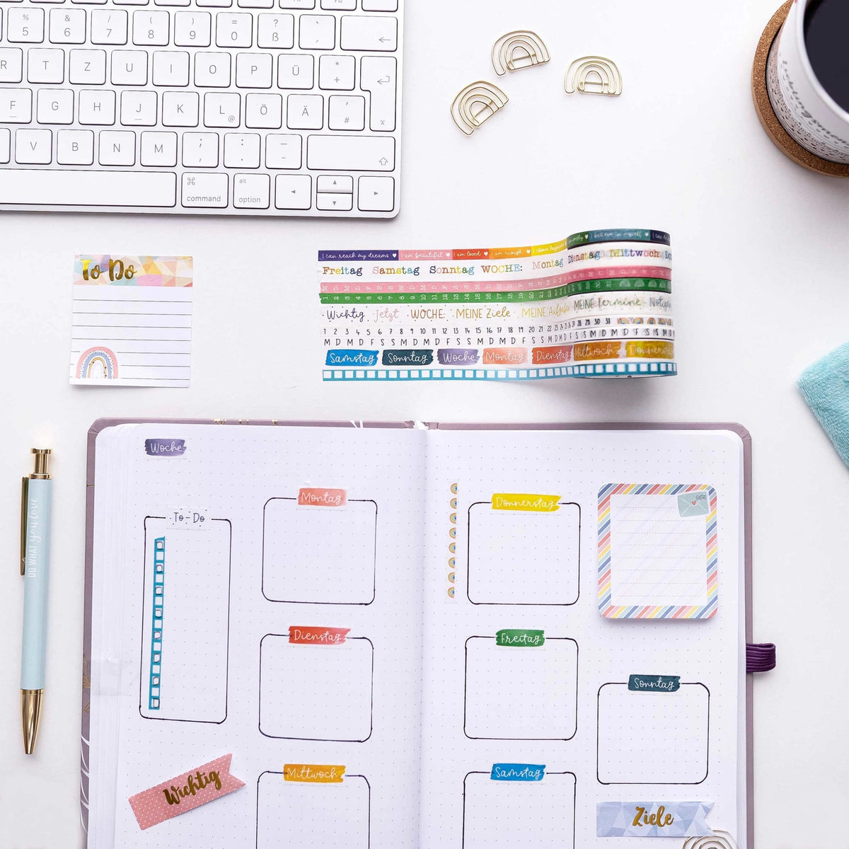 9 Bullet Journal Washi Tapes - Aquarell - Set 6