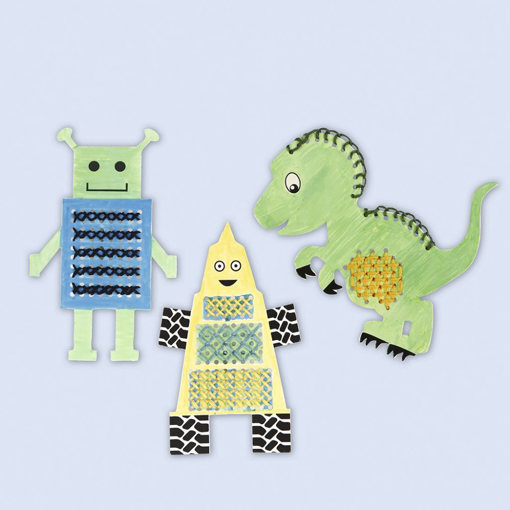 Stickkarton Tiere & Roboter
