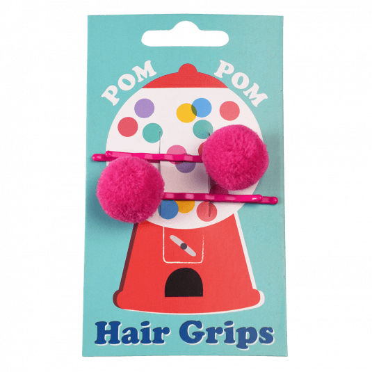Vintage-Haarklammern Pink Pom Poms