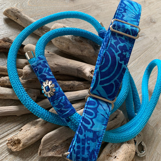 Hunde-Halsband & Leine "Ocean Blue"